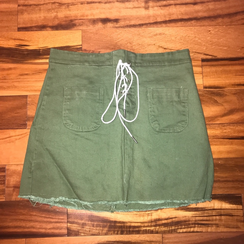 Army green skirt